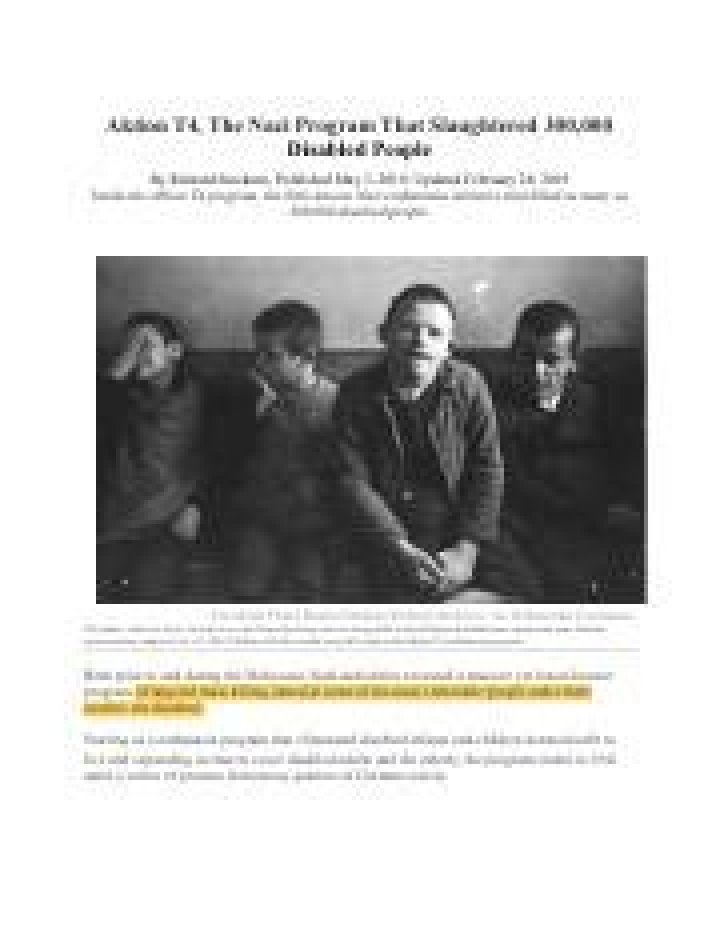 Aktion T4, The Nazi Program That Slaughtered 300,000 Disabled People
