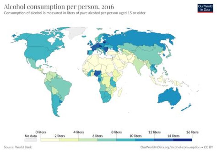 Alcohol Consumption By Country Worldwide [Map]