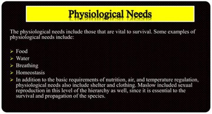 Are examples of physiological needs?