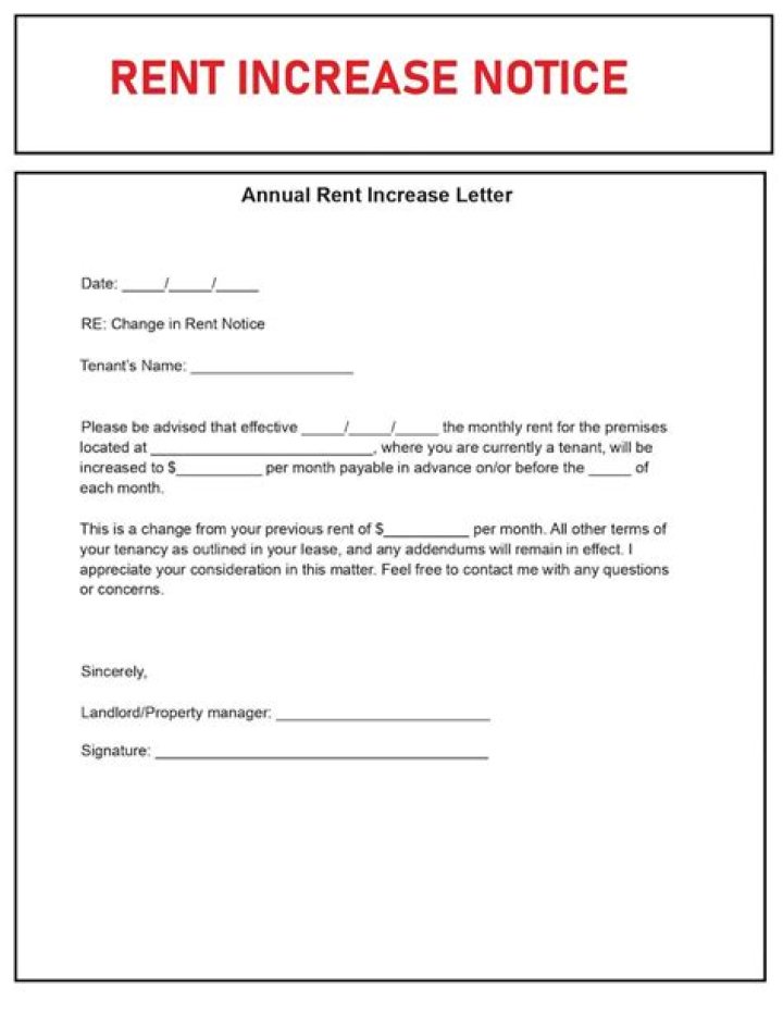 Form letter for raising rent?