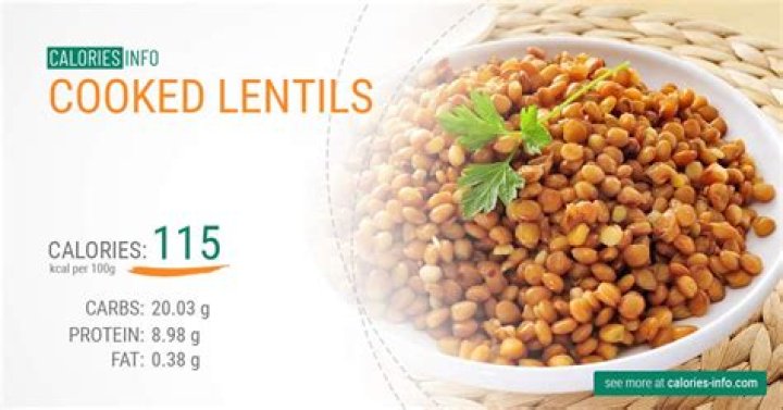 How many calories in 100g cooked red lentils?