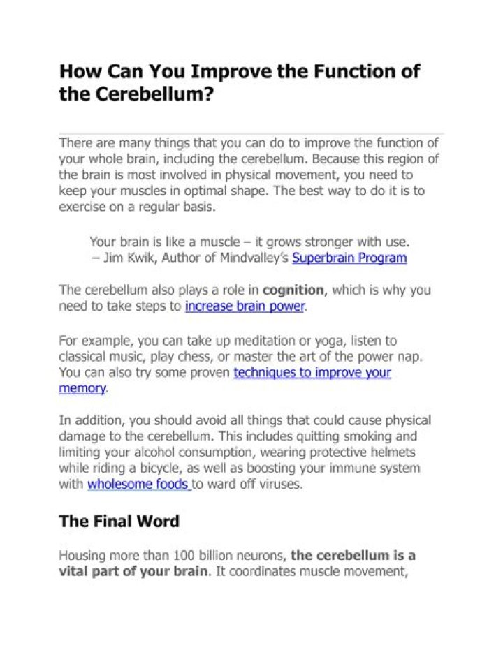How to improve cerebellum function?
