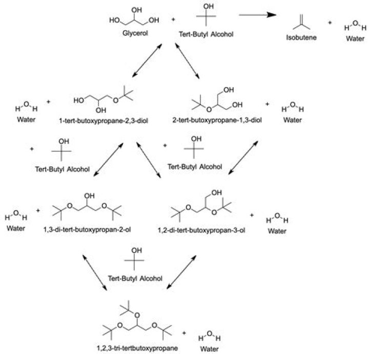 In a continuous etherification process alcohol undergoes?