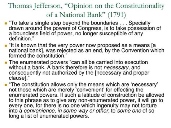 On the constitutionality of a national bank?