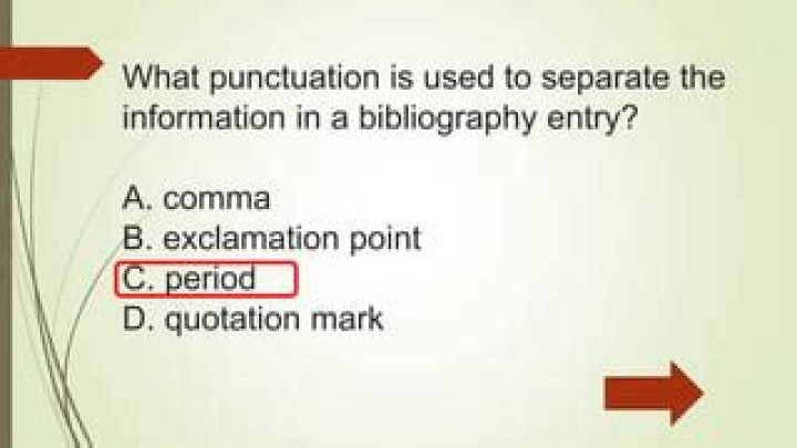 What punctuation is used to separate the information in a bibliography?