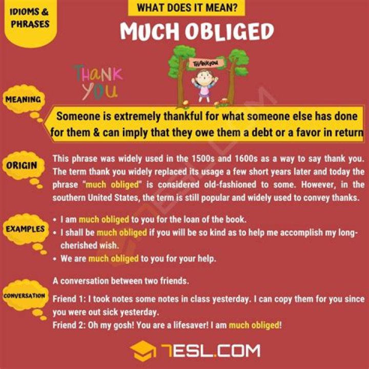 Whats d meaning of much obliged?