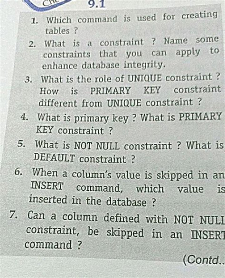 Which command is used for creating tables?