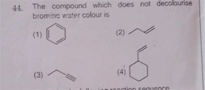 Which compound will decolourise bromine water?