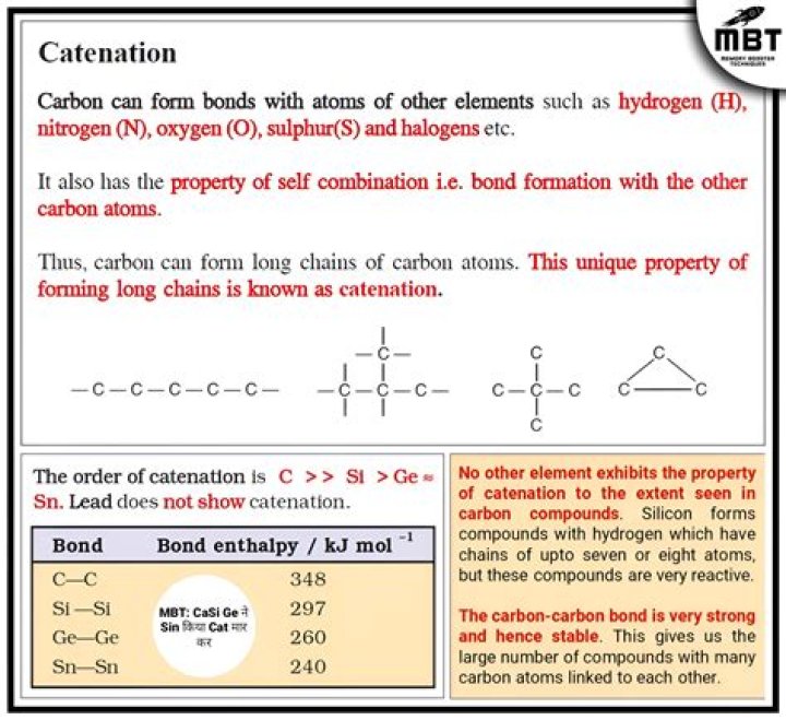 Which one is next higher catenation to carbon?